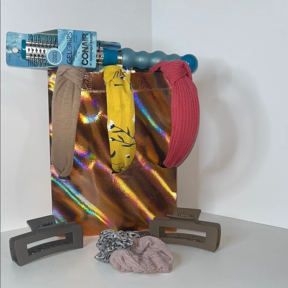 Holographic Bag w/ Hair Accessory Bundle NWT & NWOT